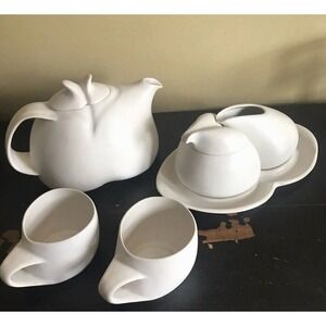 Saenger Nesting Teapot set Modernist Art Pottery as used in star trek MCM